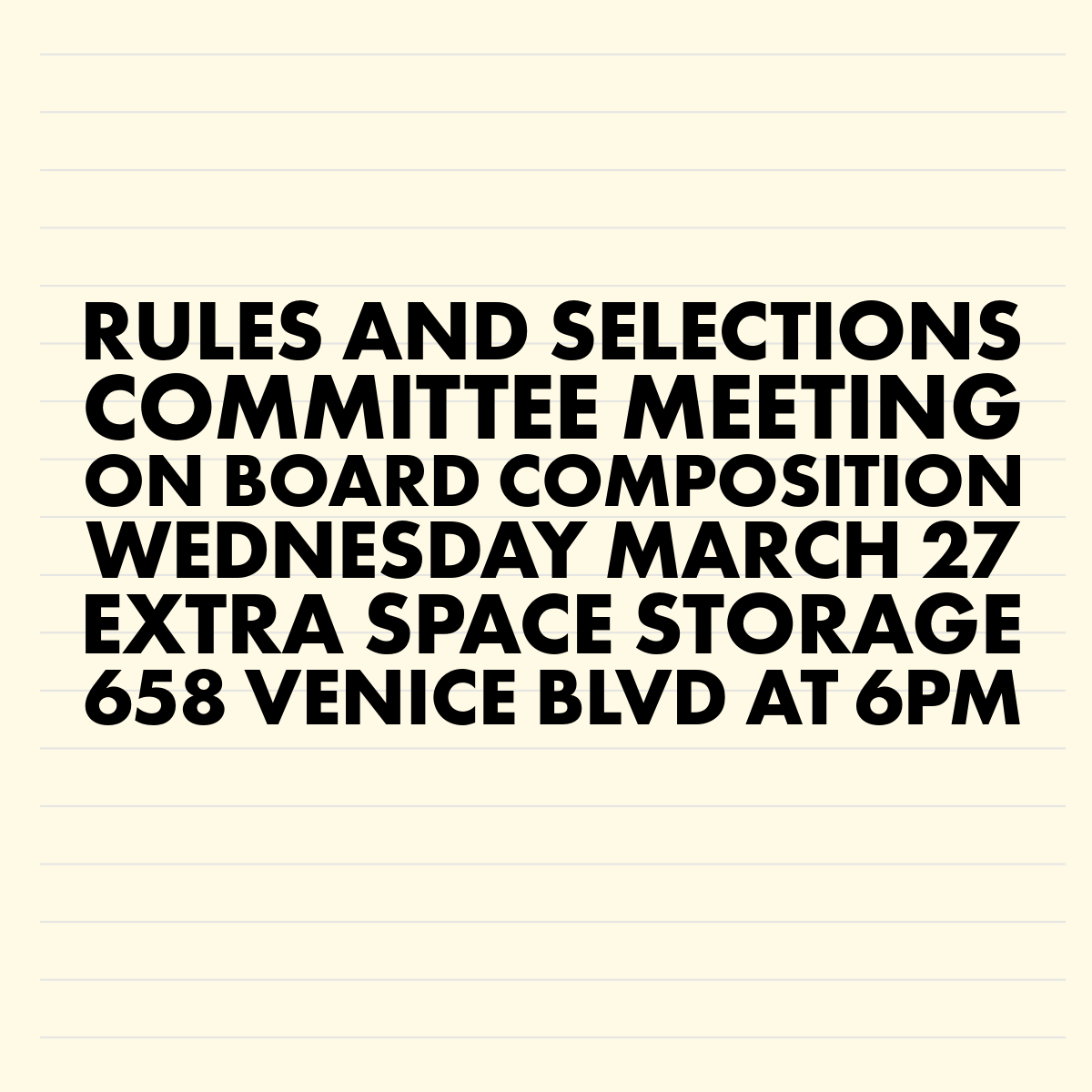 Rules & Selections Meeting