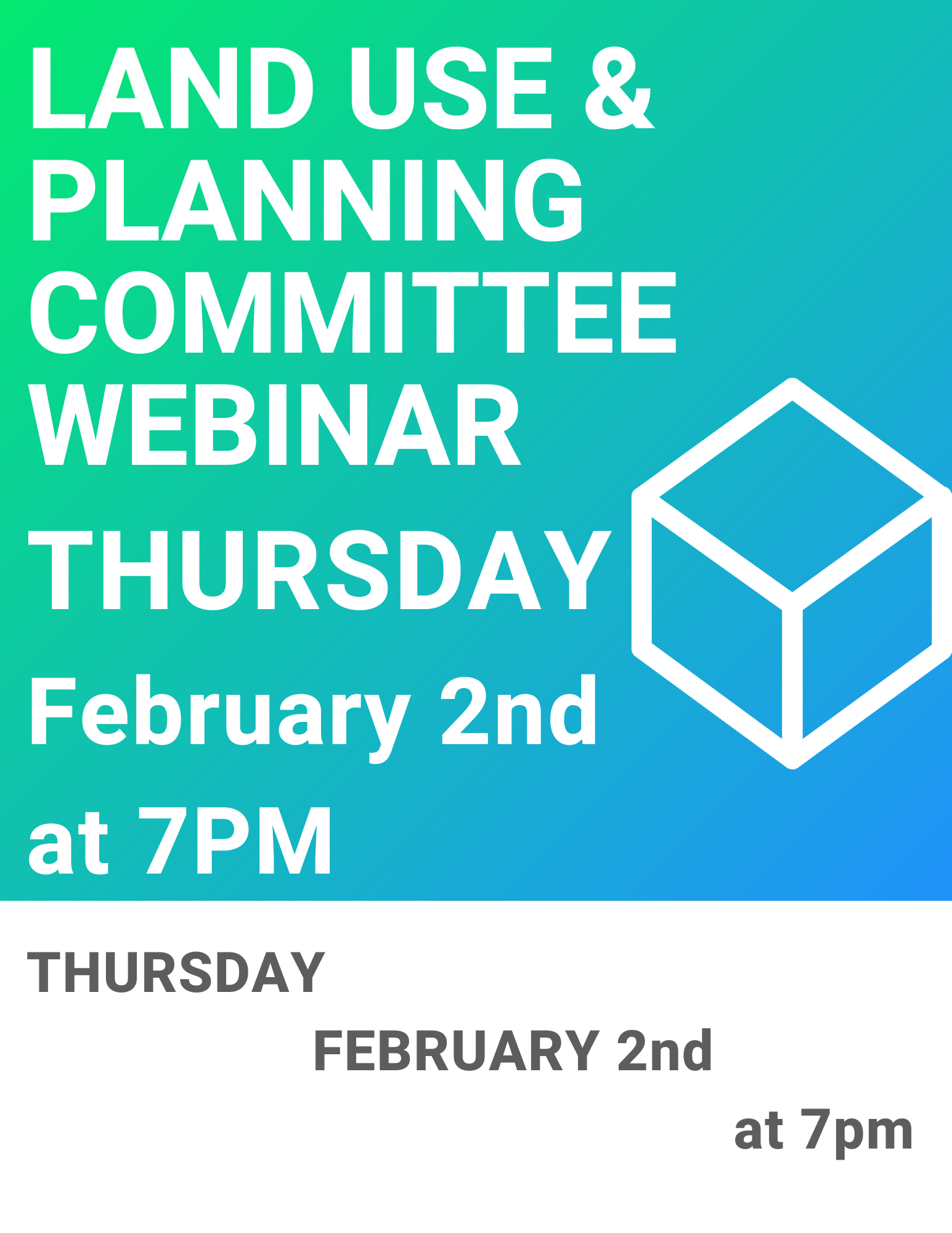 📌THURSDAY✹Land Use & Planning Committee (LUPC) Meeting✹Feb. 2, at 7pm