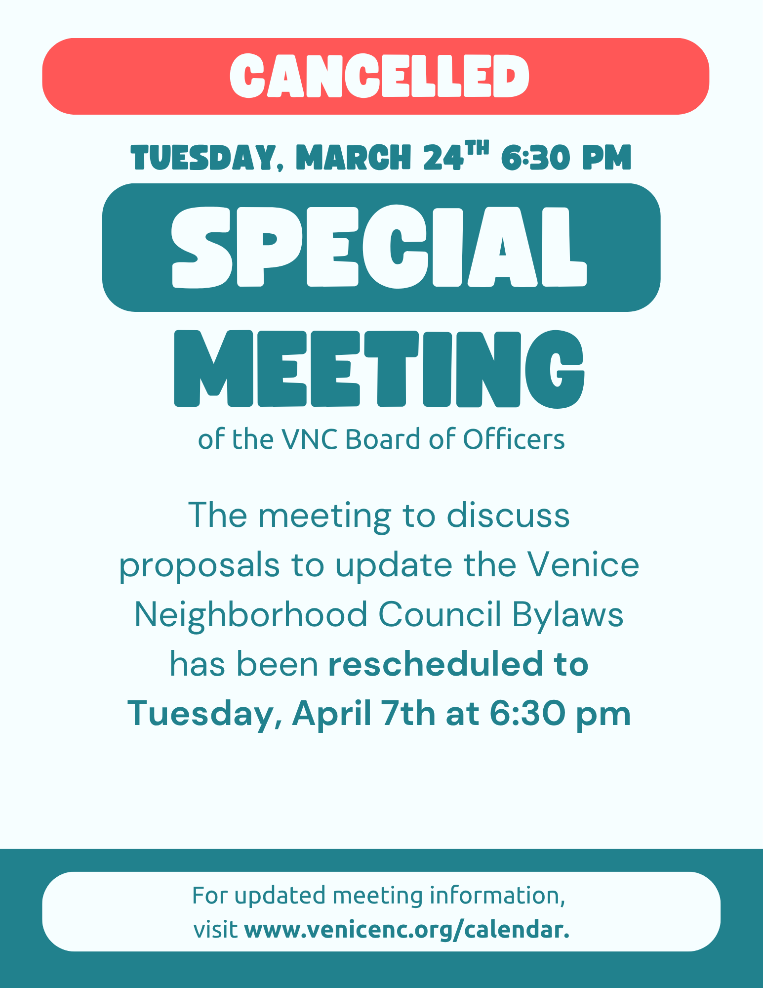 [CANCELLED] March 24th Special Board Meeting