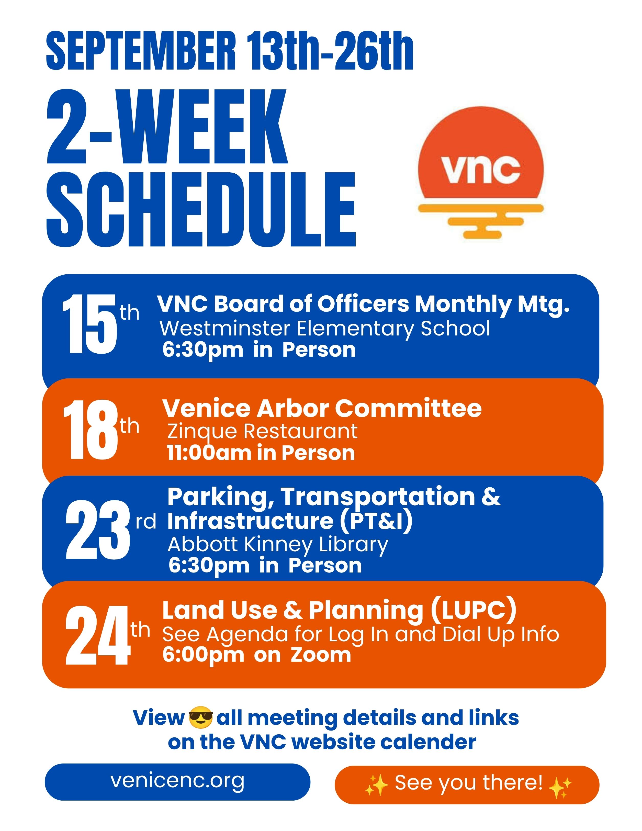 🗓️WEEKLY SCHEDULE: SEPTEMBER Sunday the 13th - Saturday the 26th 2026