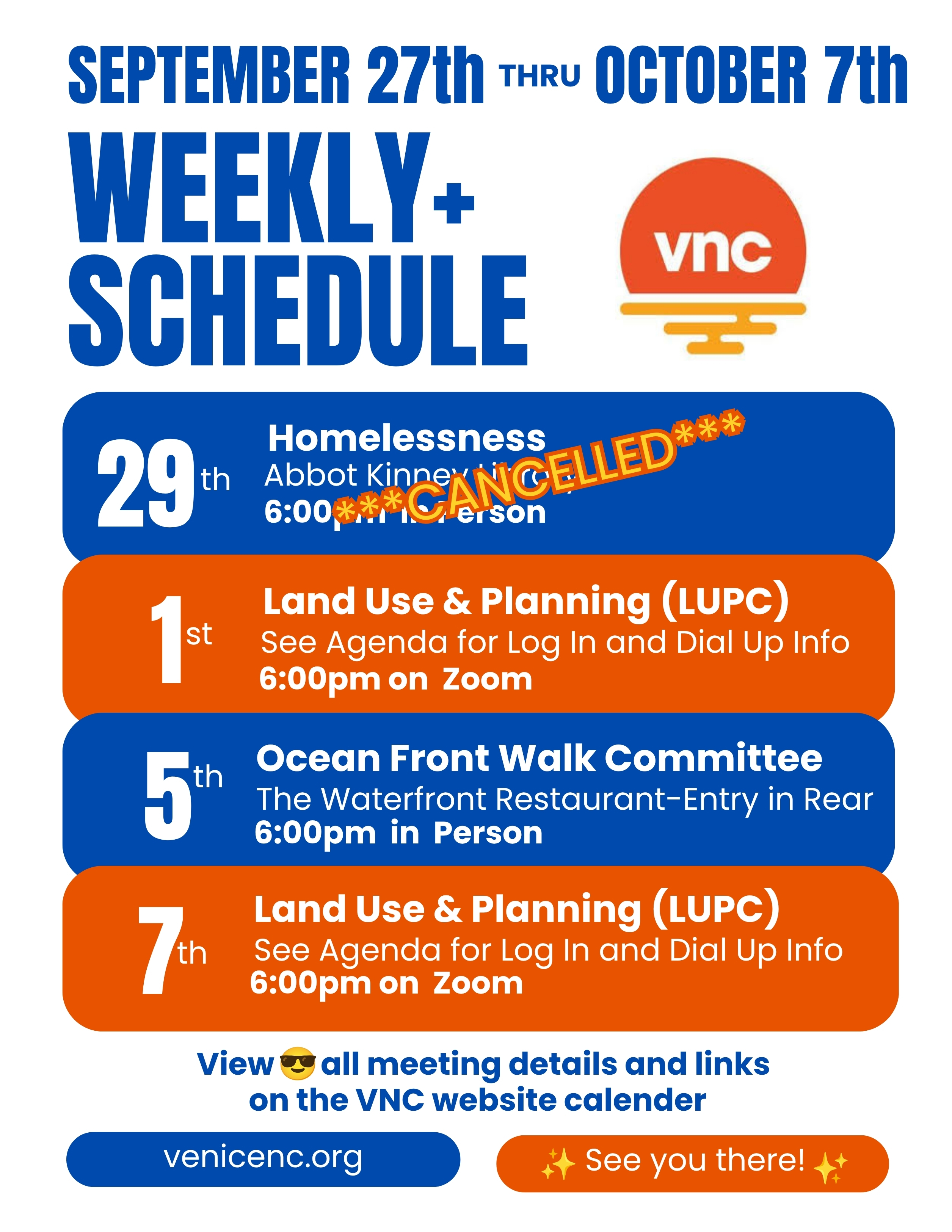 🗓️WEEKLY+ SCHEDULE: SEPTEMBER Sunday the 27th thru Wednesday, OCTOBER the 7th 2026