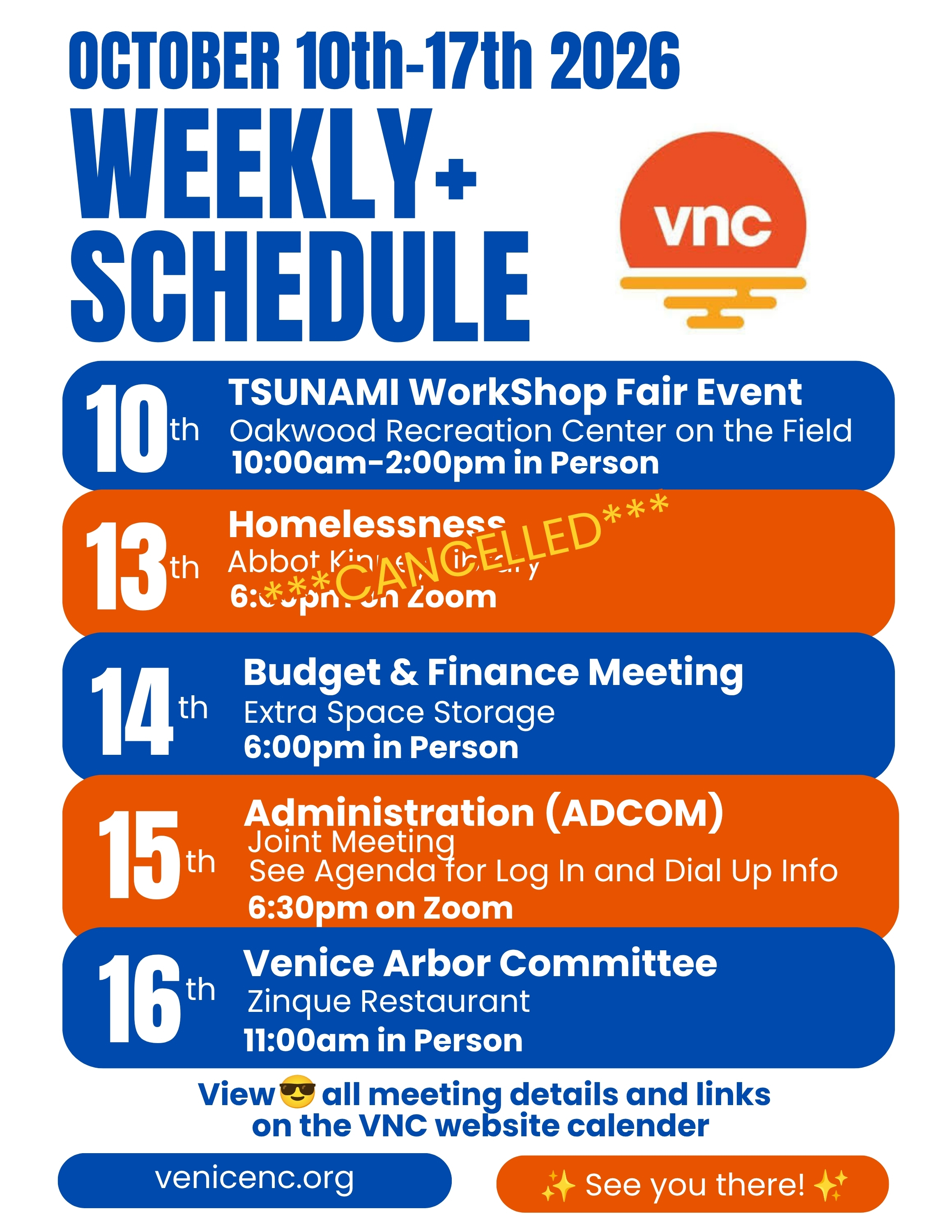 🗓️WEEKLY+ SCHEDULE: OCTOBER Saturday the 10th thru Saturday the 17th 2026